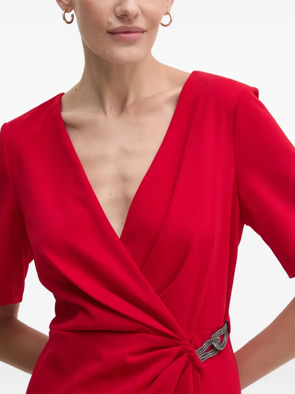 Dkny Knot Short-sleeve Midi Dress In Red
