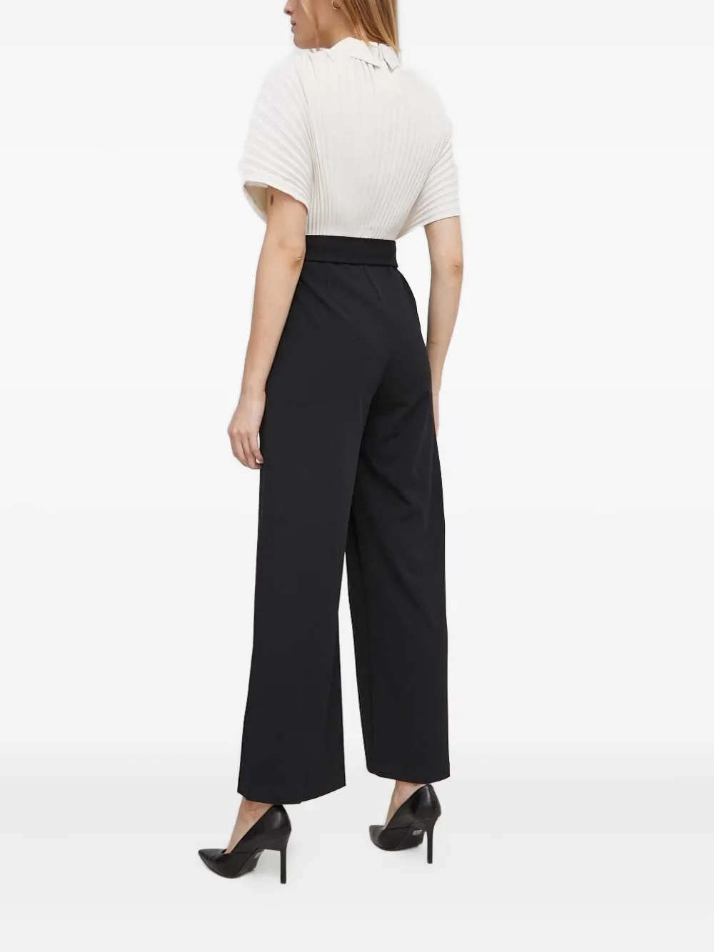 DKNY Jumpsuit met geplooid vlak en ceintuur - Zwart