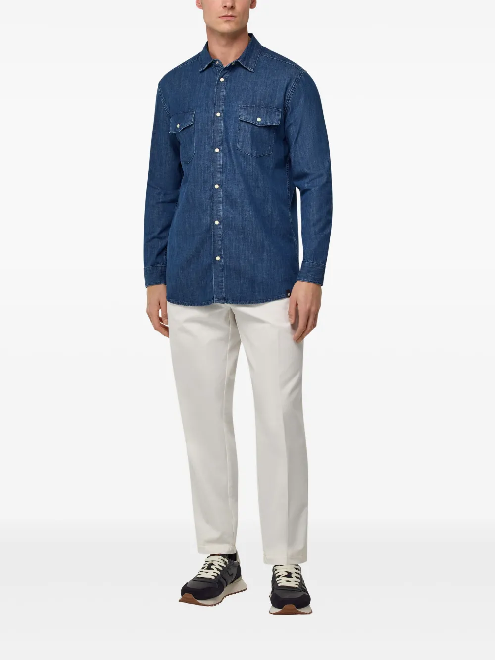 Boggi Milano cotton denim overshirt - Blauw