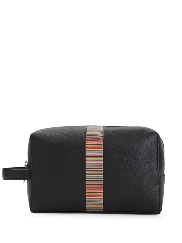 Paul Smith レザー製ストライプポーチ Paul Smith ストライプ トラベルポーチ | ブラック | FARFETCH JP