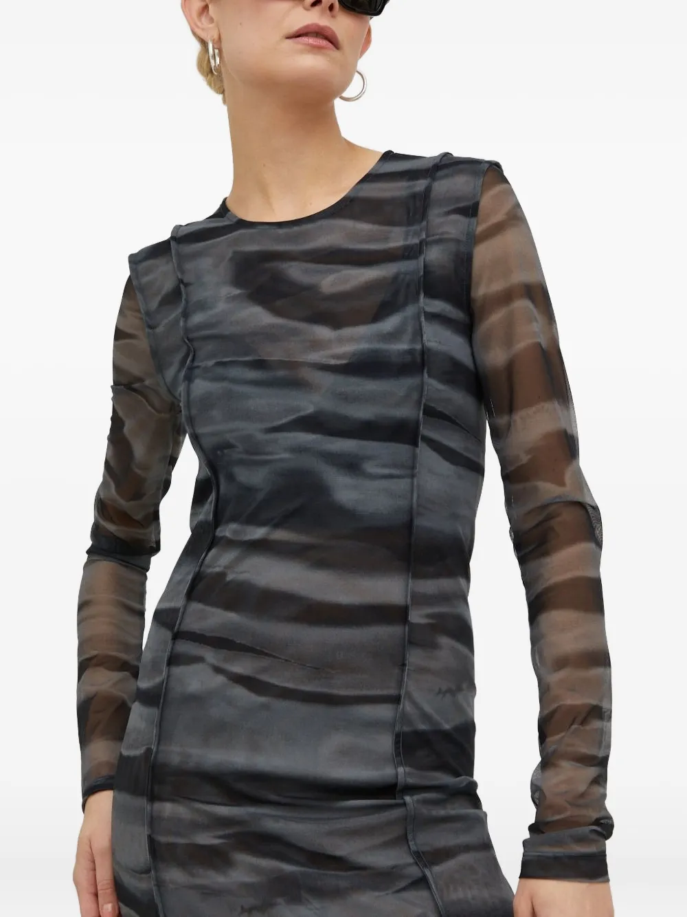 Samsoe & Samsoe Mesh-panelled Midi Dress In Gray