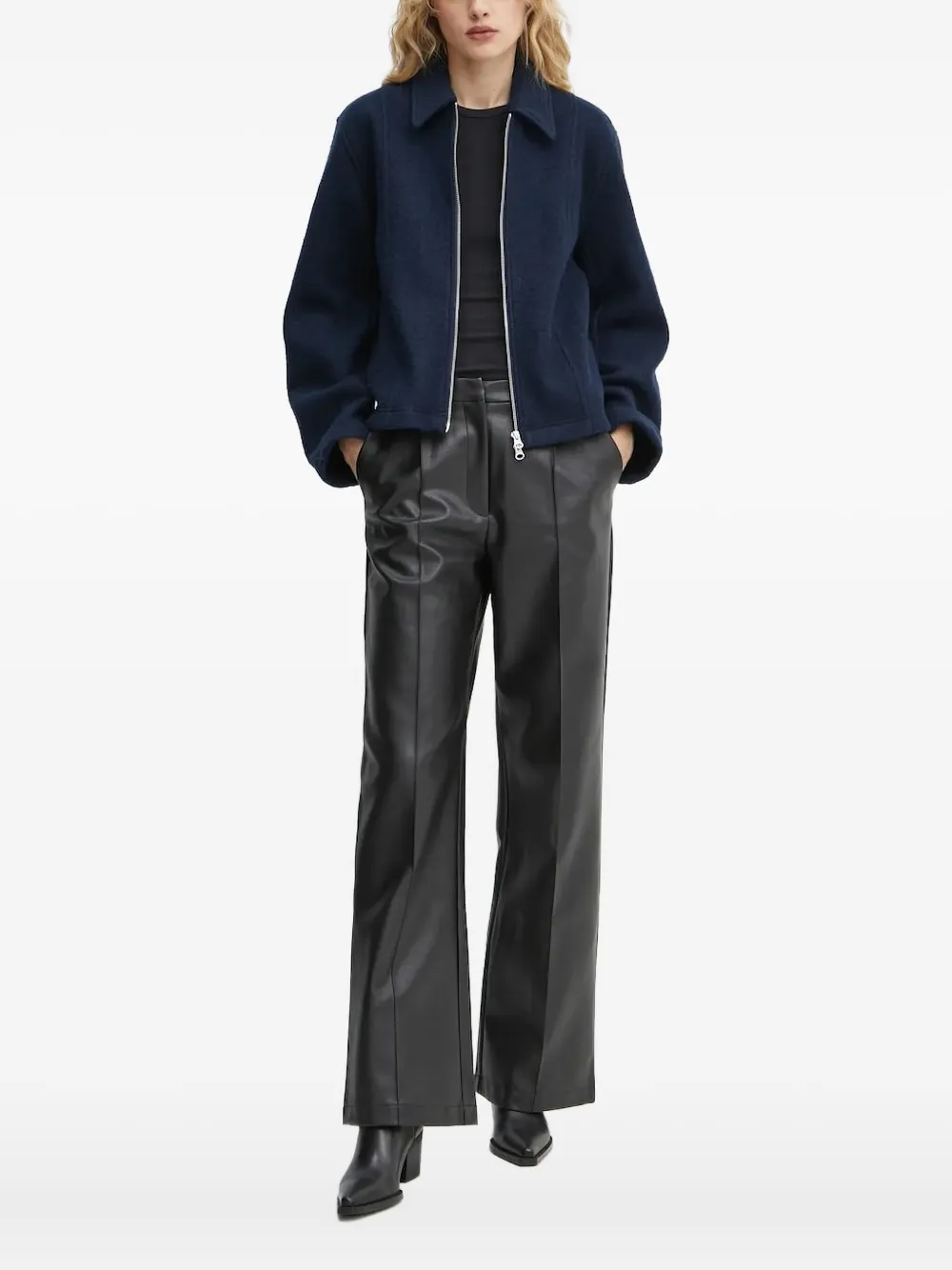 Samsoe & Samsoe Zip-front Collared Jacket In Blue