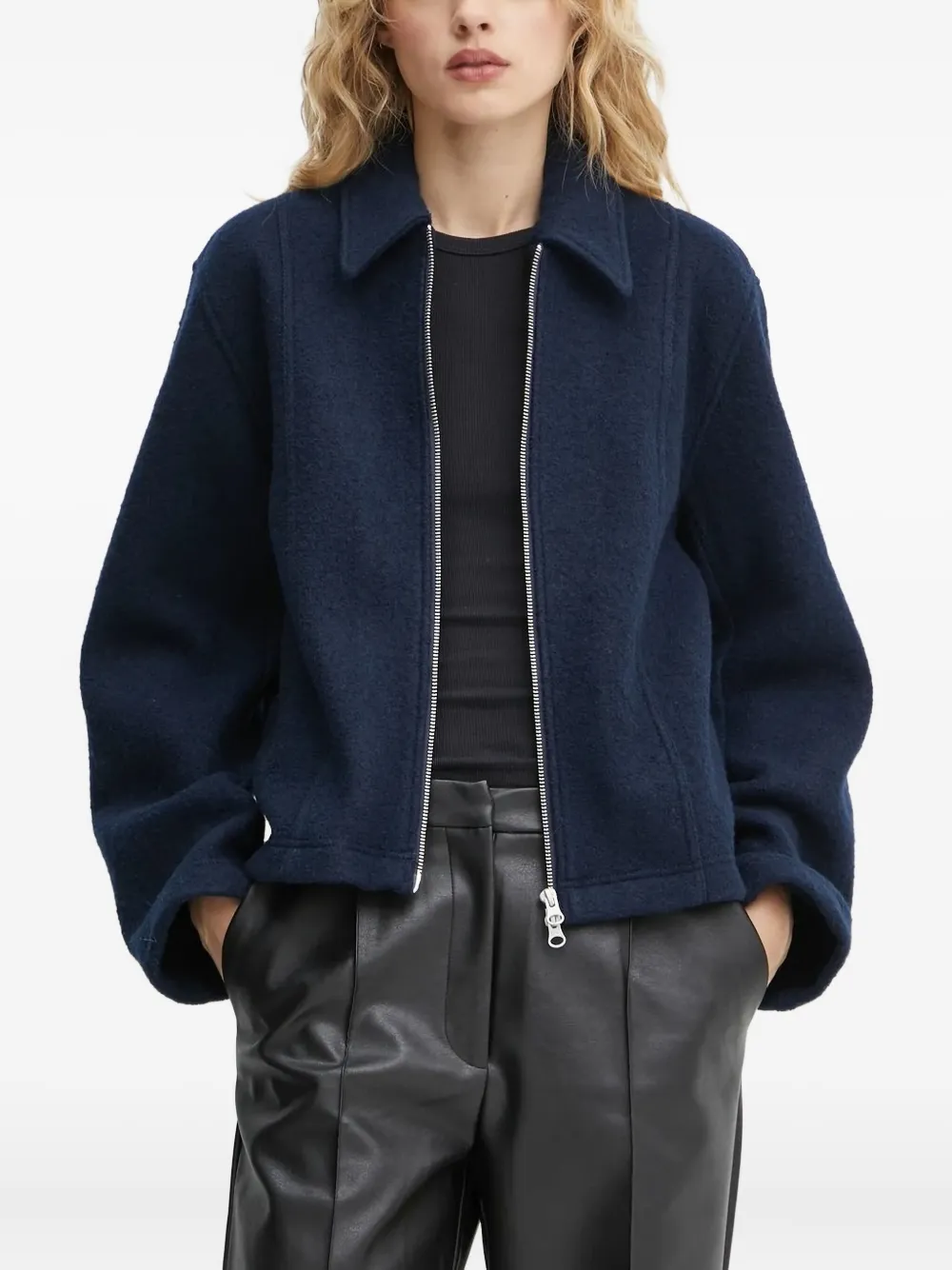 SAMSOE Jack met kraag en rits Blauw