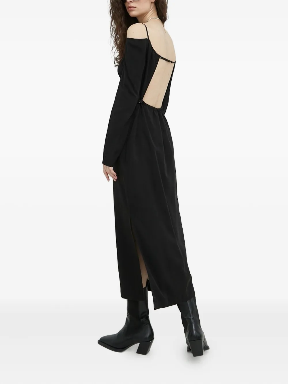 SAMSOE SAMSOE Off-shoulder midi-jurk - Zwart