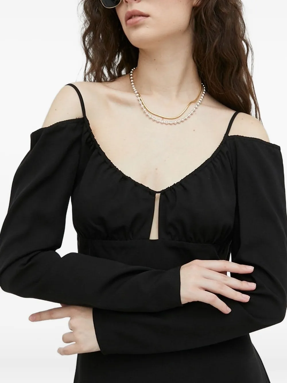 SAMSOE Off-shoulder midi-jurk Zwart
