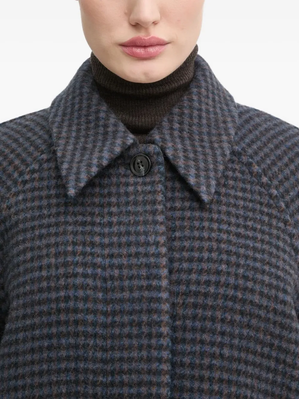 Samsoe & Samsoe Checked-pattern Coat In Blue