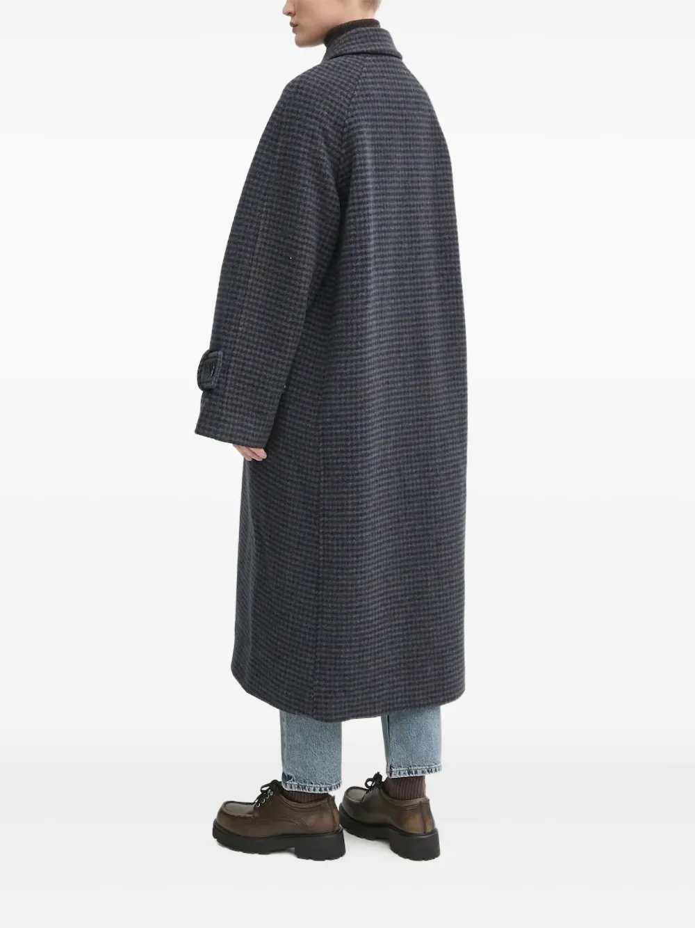 Samsoe & Samsoe Checked-pattern Coat In Blue