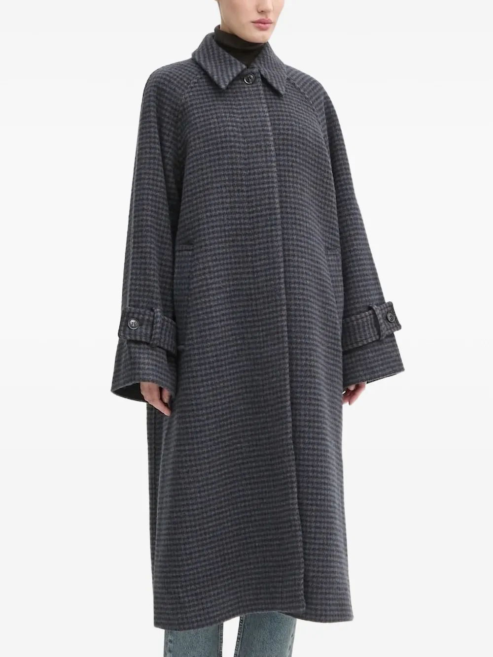 Samsoe & Samsoe Checked-pattern Coat In Blue