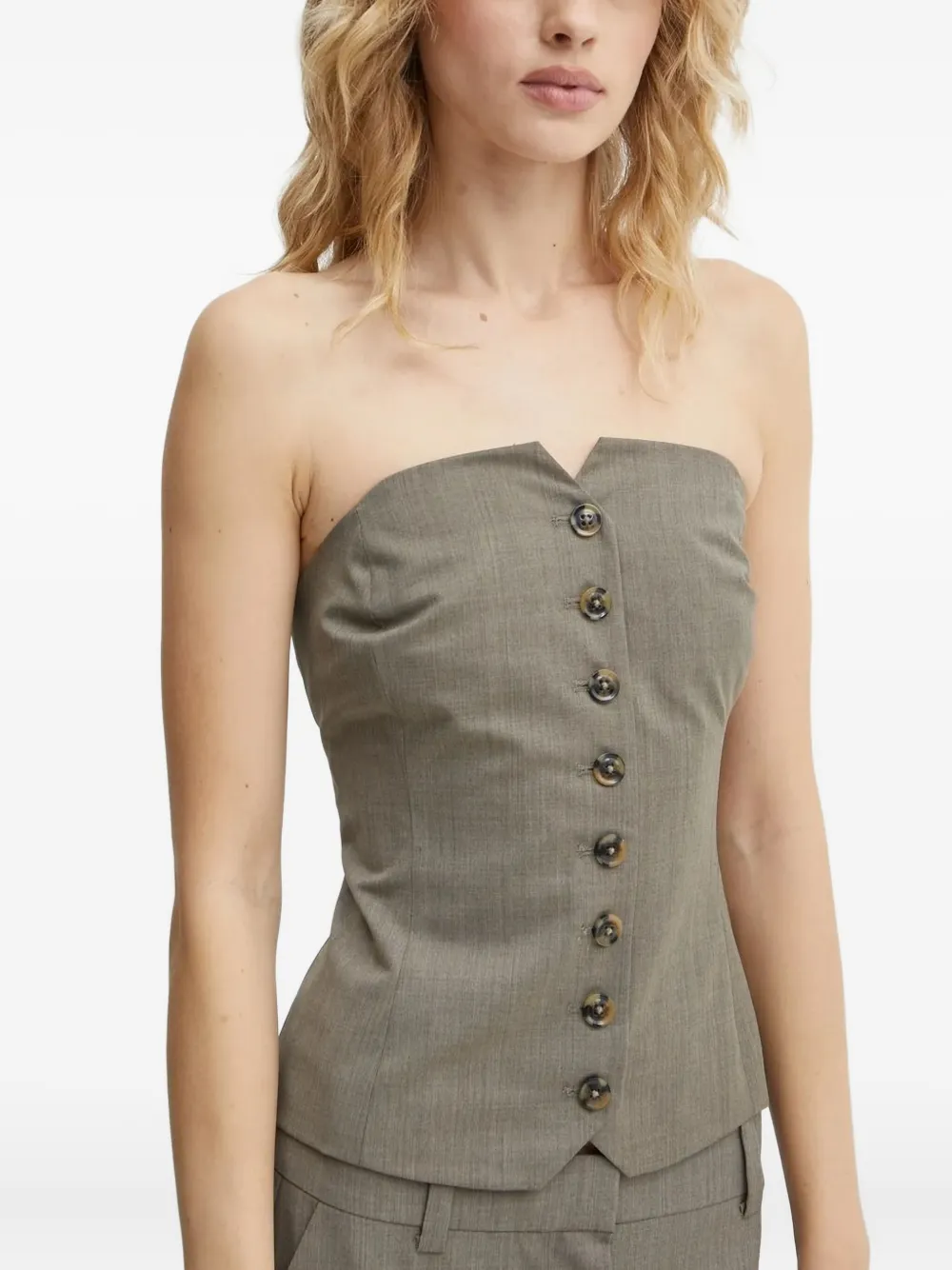 SAMSOE Strapless top met knopen Groen