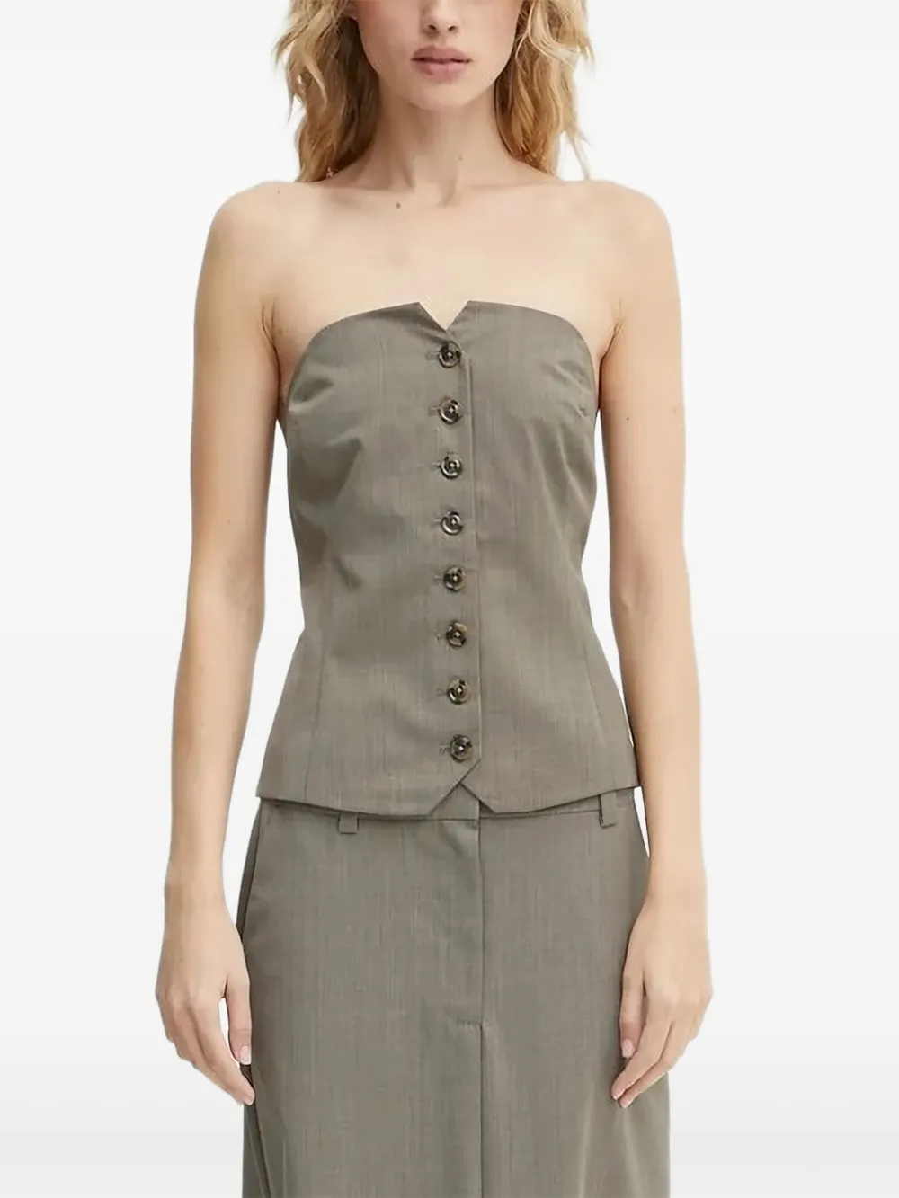 SAMSOE Strapless top met knopen Groen