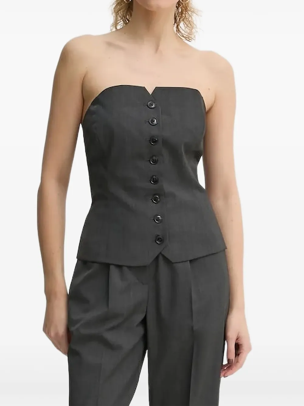 SAMSOE Saellen strapless top met knopen Grijs