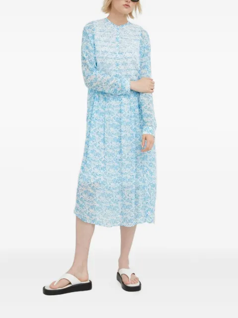 SAMSOE SAMSOE smocked floral-print dress