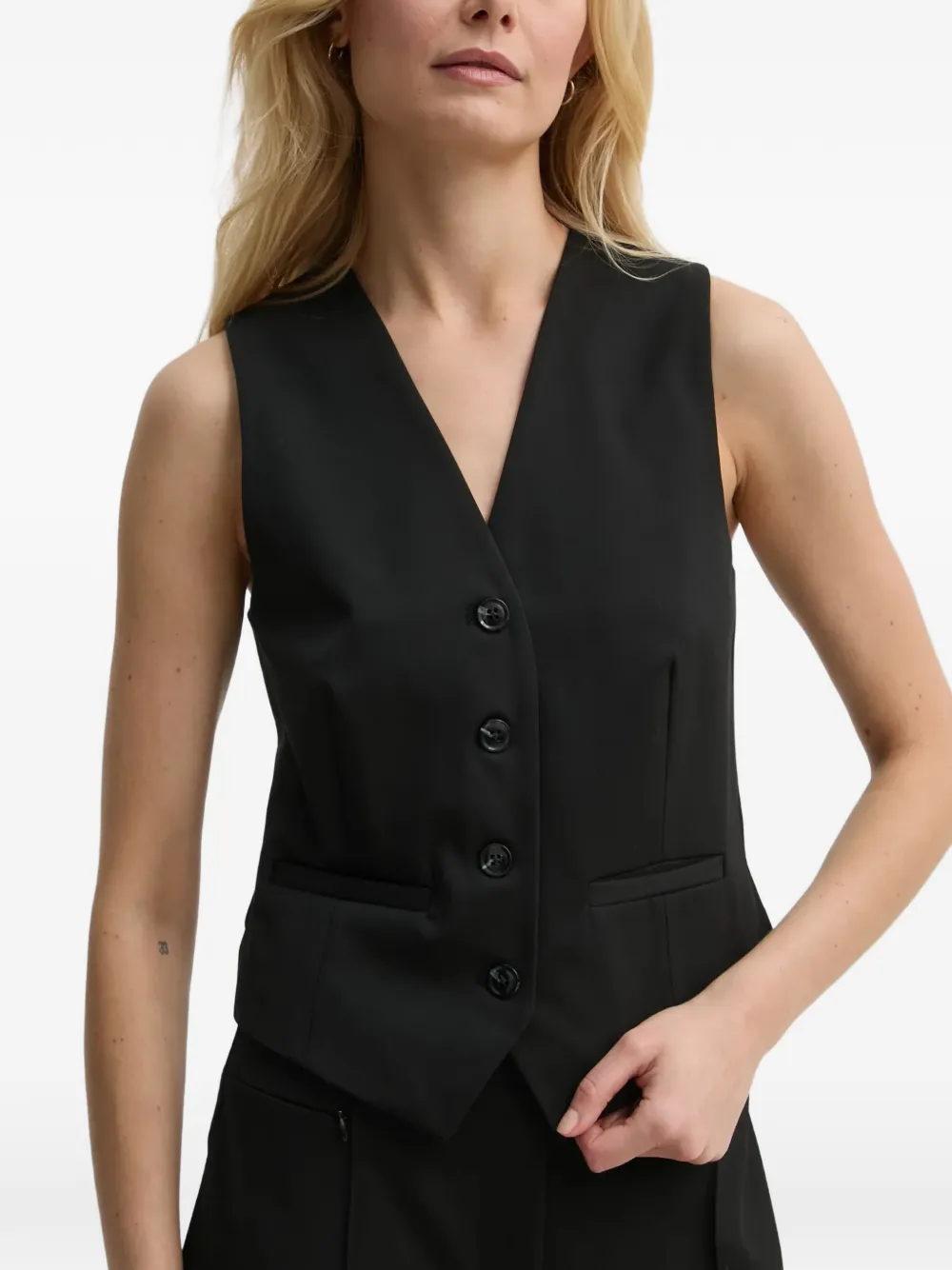  Samsoe Samsoe Button V-neck Top - Black 