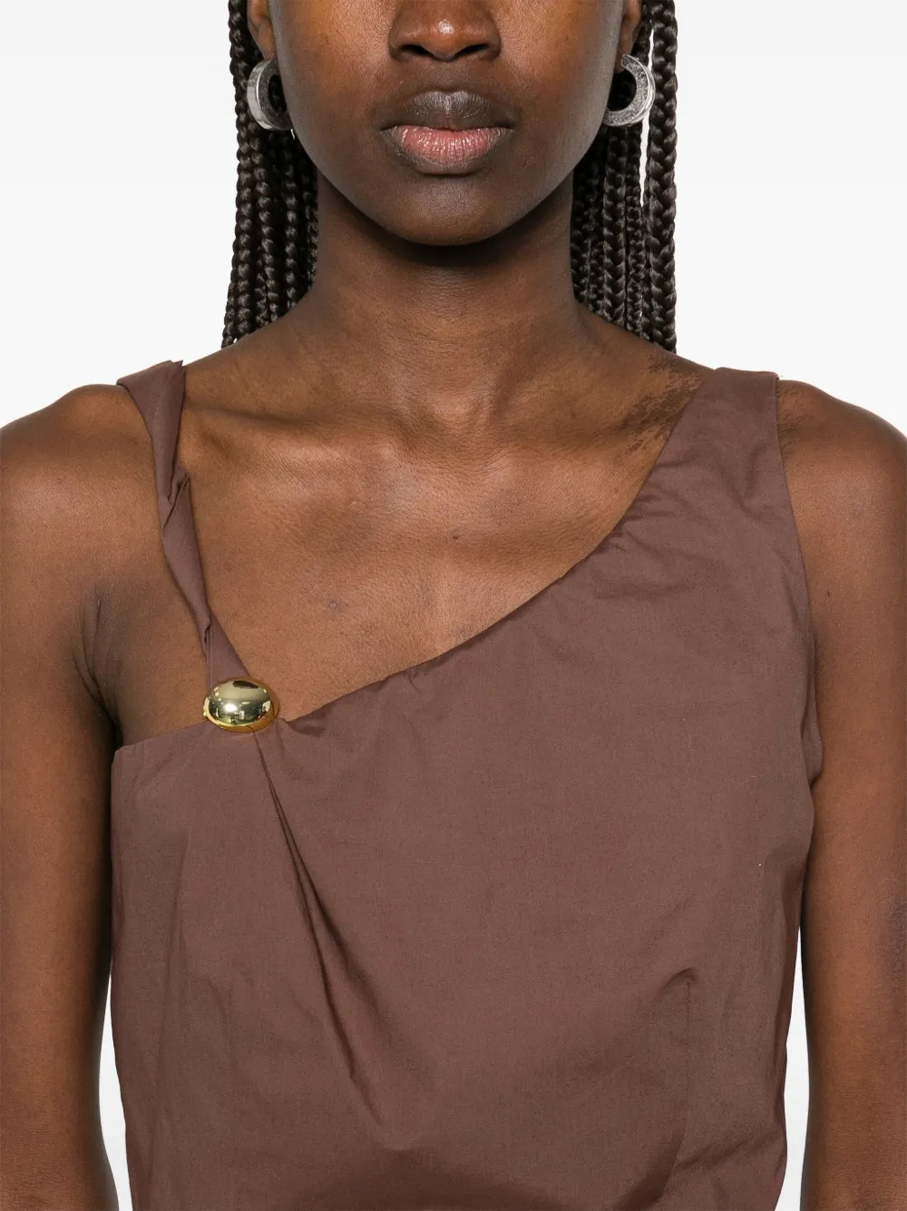 Federica Tosi Top met broche detail Bruin
