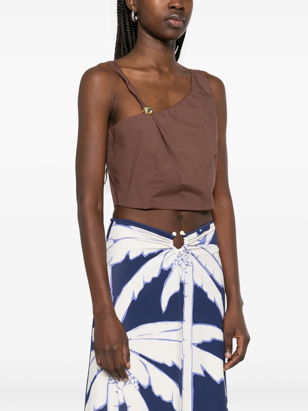 Federica Tosi Top met broche detail Bruin