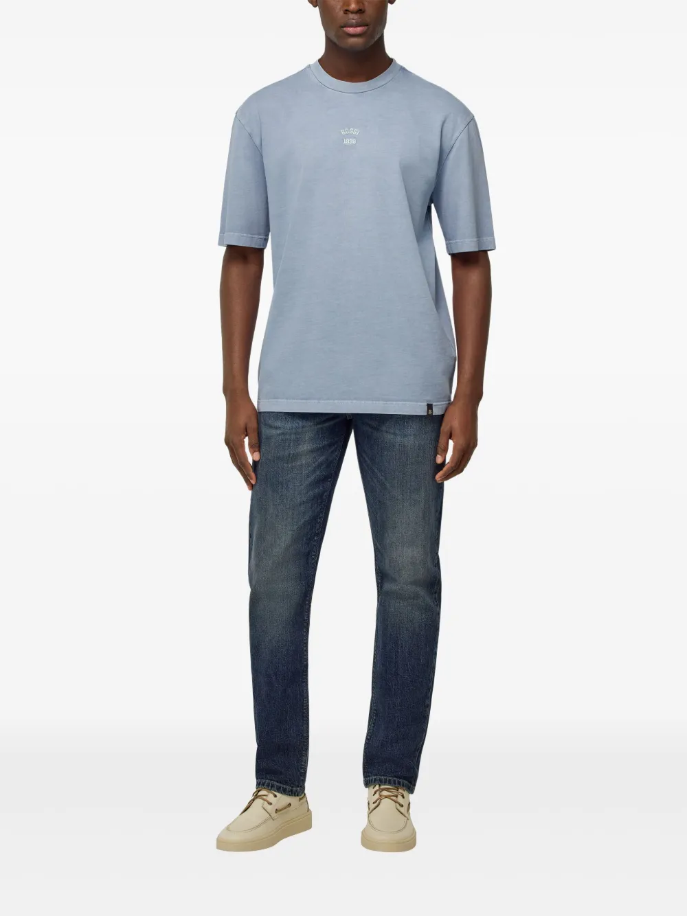 Boggi Milano cotton jersey T-shirt - Blauw