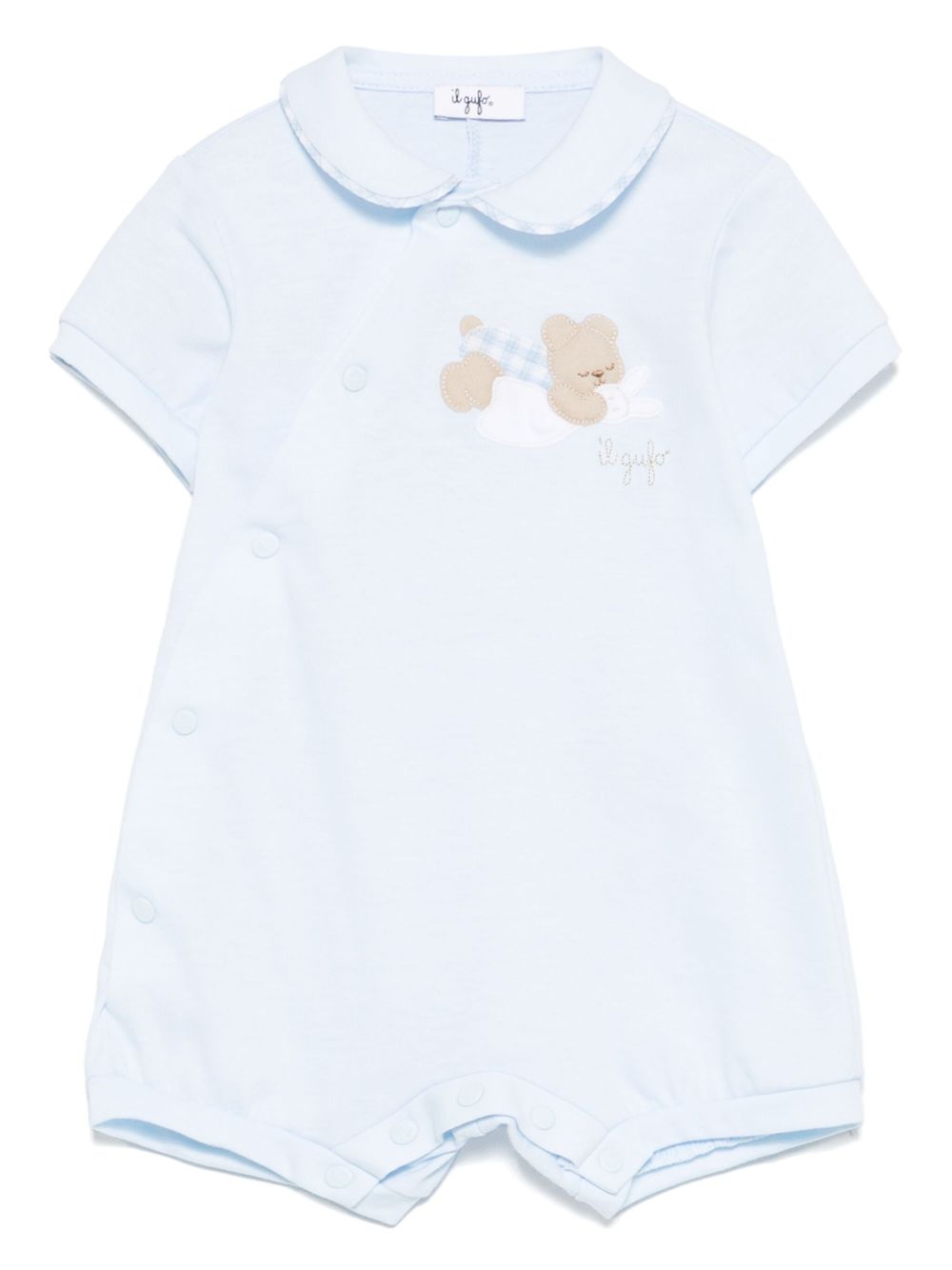 Il Gufo bear-motif romper - Blue