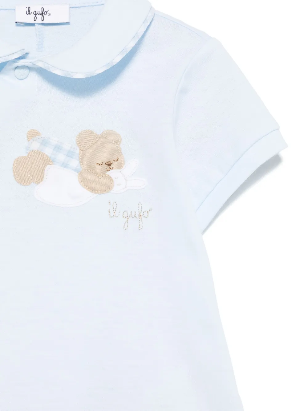Il Gufo Romper met teddybeerprint Blauw
