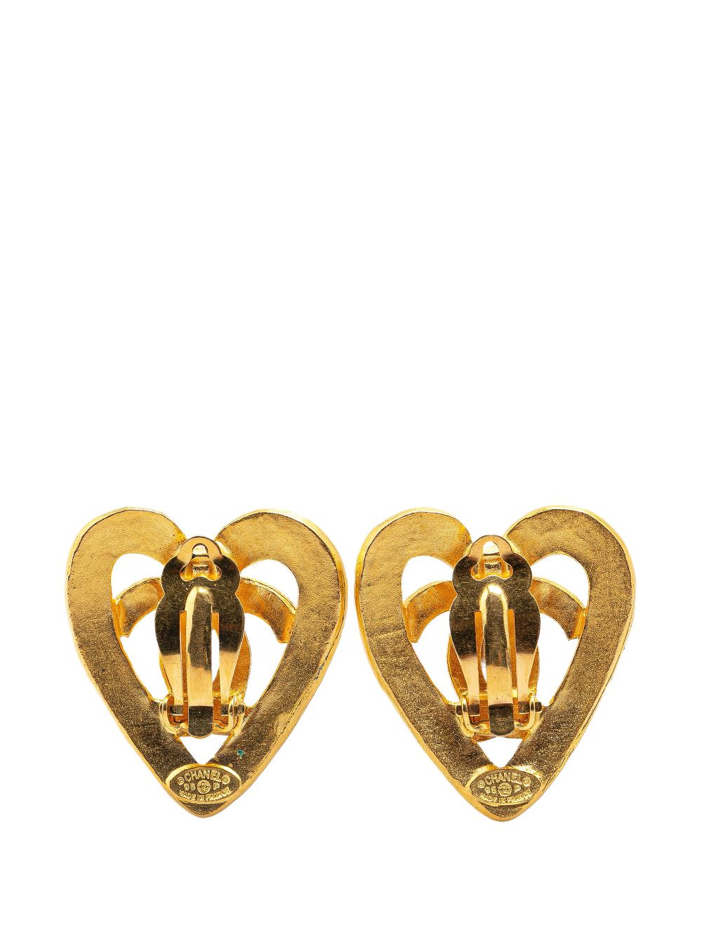 CHANEL Pre-Owned 1995 Gold Plated CC Heart Clip On Earrings costume earrings - Goud