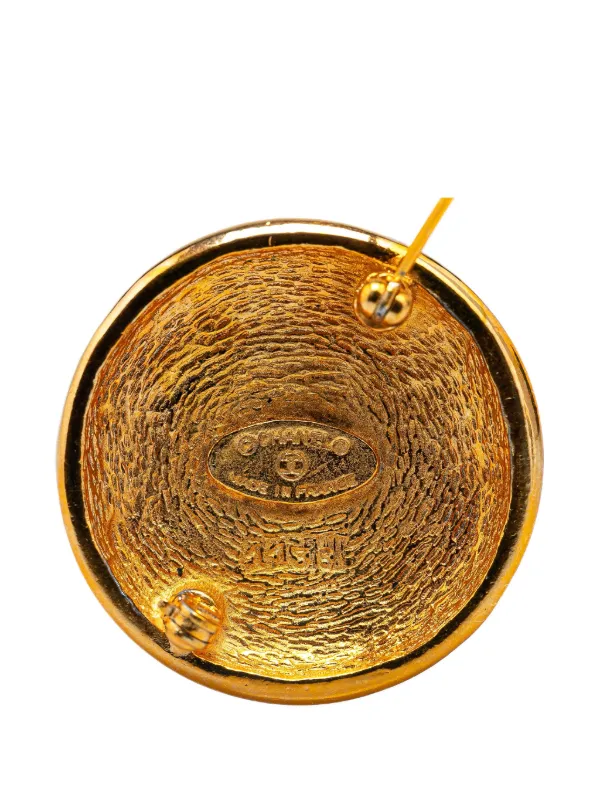 CHANEL Pre-Owned 1970-1980 Gold Plated CC Brooch Costume Brooch