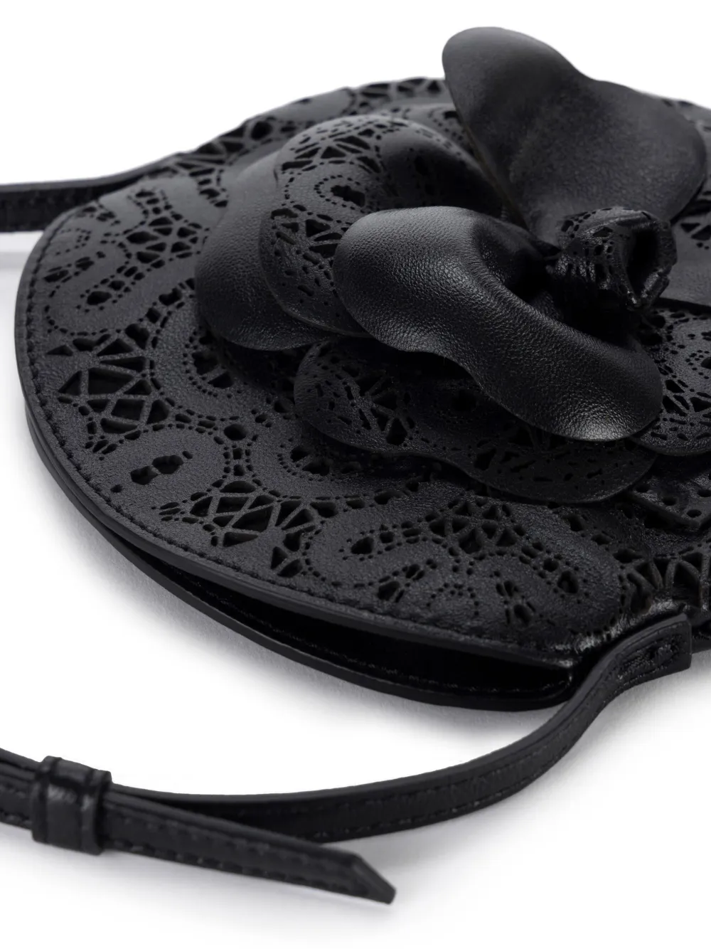 Elisabetta Franchi Leren schoudertas met borduurwerk Zwart