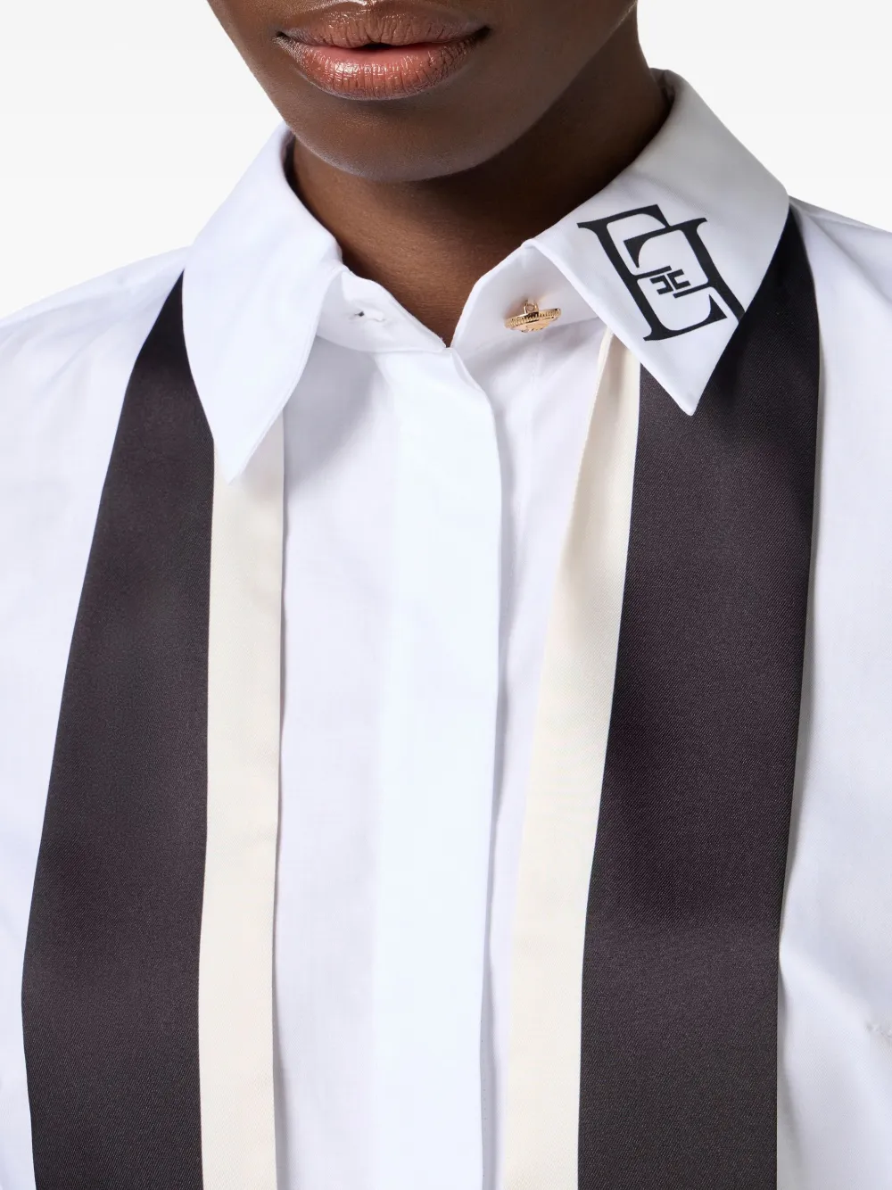 Elisabetta Franchi Popeline blouse met sjaaldetail Wit