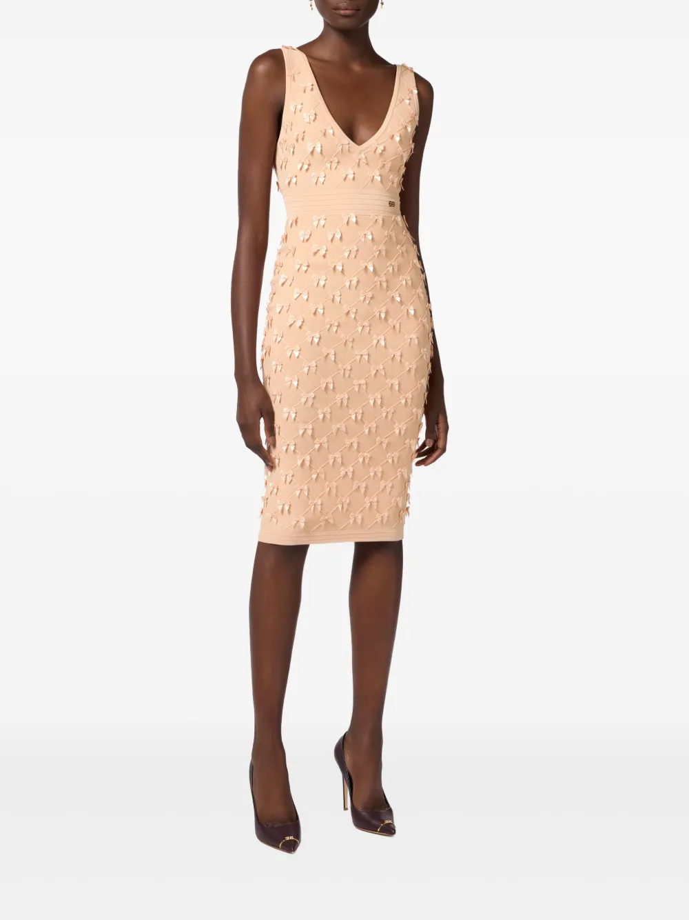 Elisabetta Franchi bow-embellished midi dress - Oranje