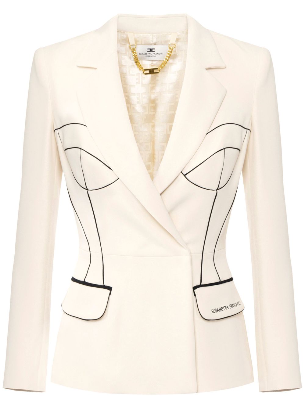 Elisabetta Franchi contrasting piping jacket - Neutrals