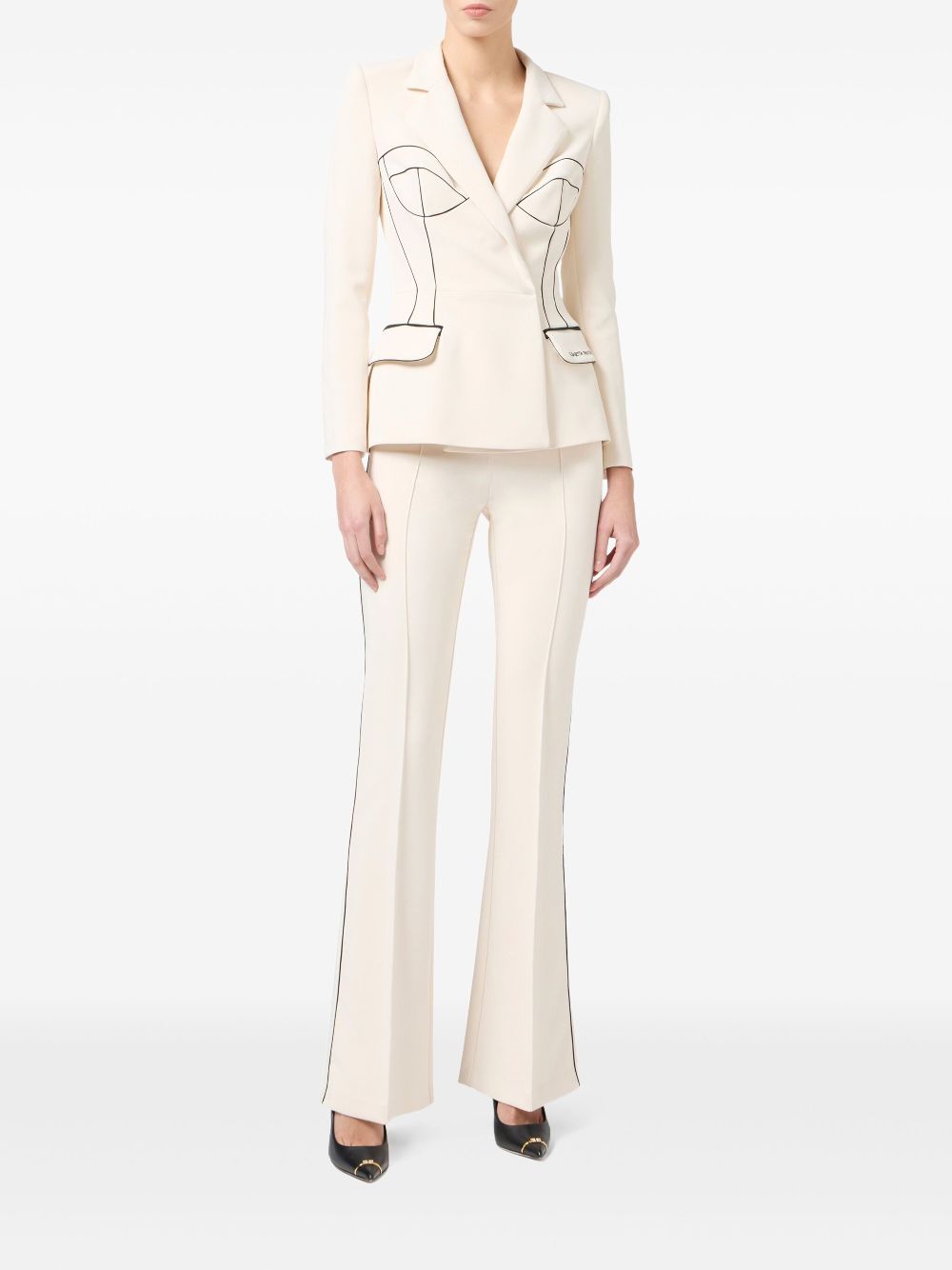 Elisabetta Franchi contrasting piping jacket - Neutrals