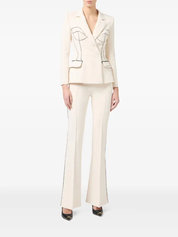 アウターその他 ELISABETTA FRANCHI Woman Waistcoat White GL005 360 Elisabetta Franchi Linen-blend Gabardine Waistcoat In White