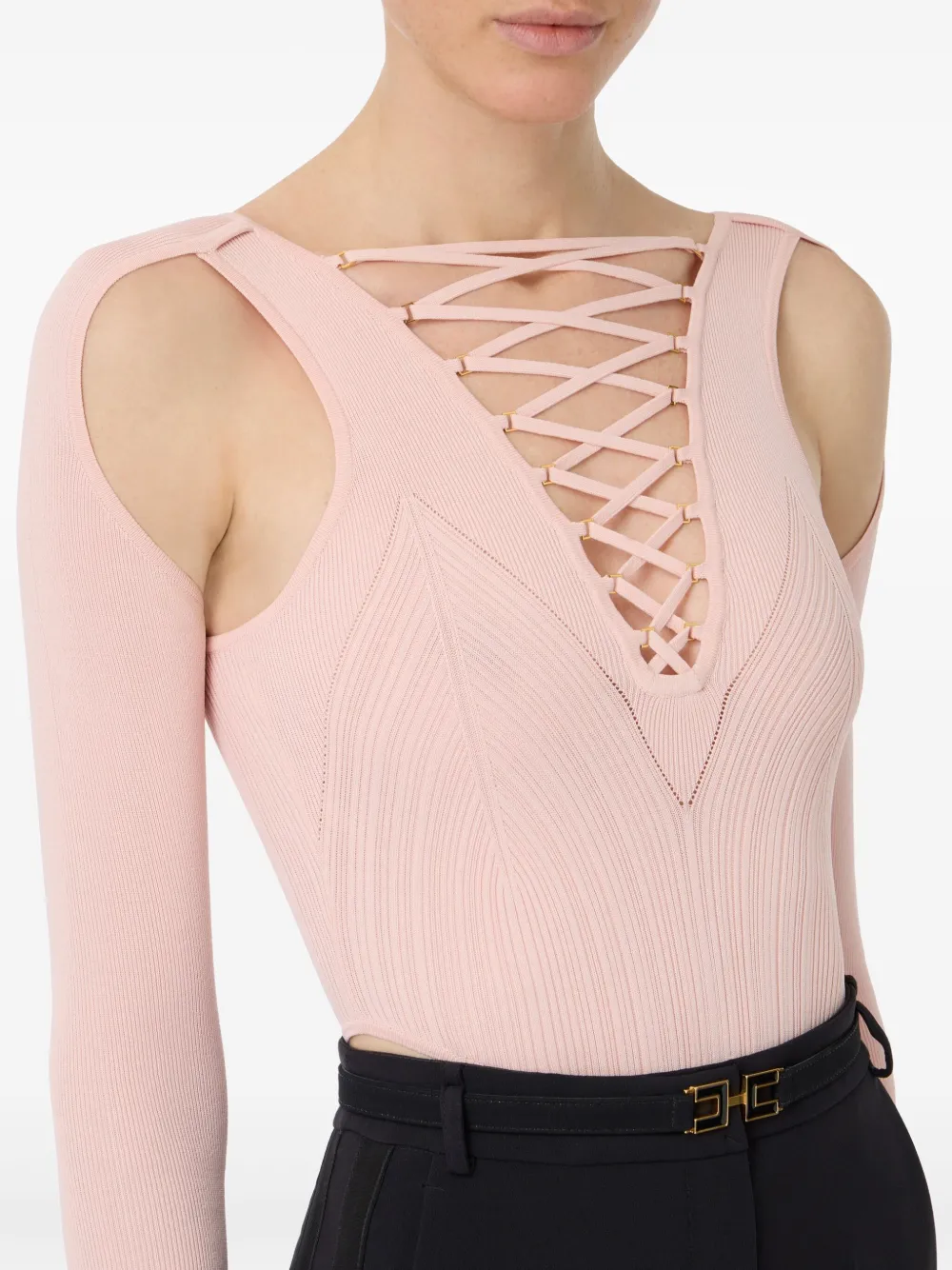 Elisabetta Franchi Top met gekruiste veters Roze