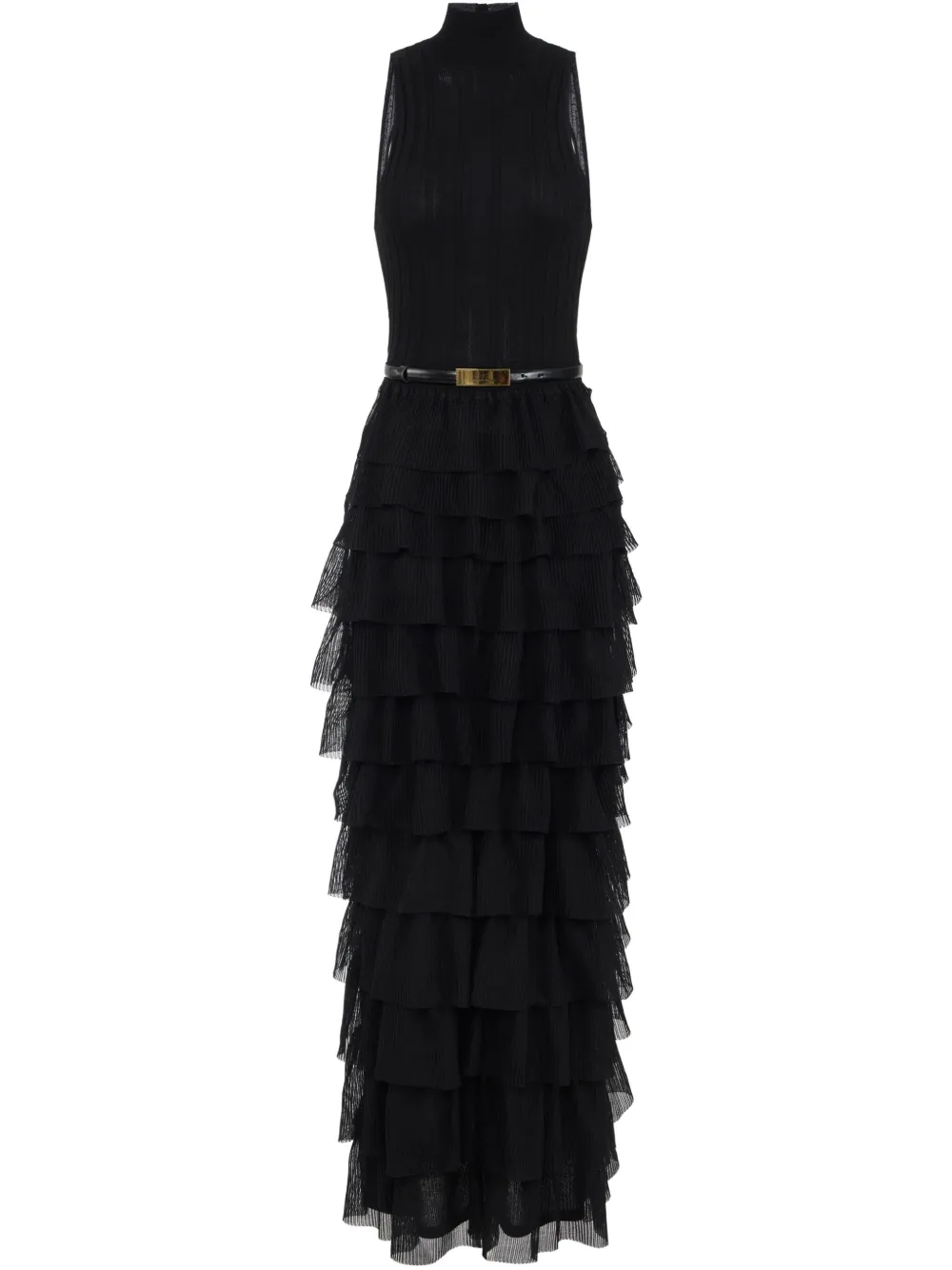 Elisabetta Franchi ruffle-detail belted dress | Black | Image 1