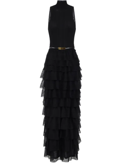 Elisabetta Franchi ベルテッド ラッフルドレス