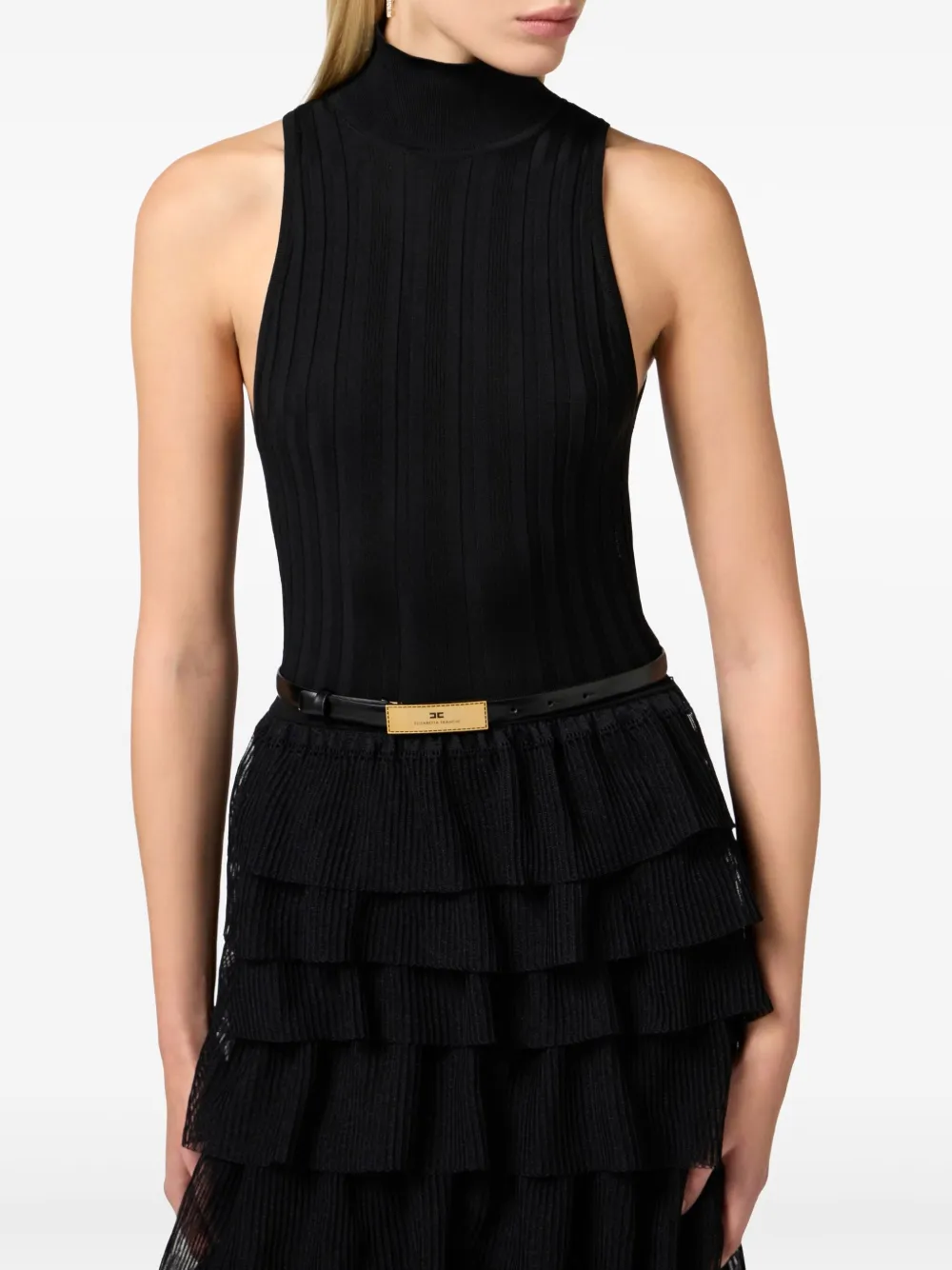 Elisabetta Franchi Jurk met ruches Zwart