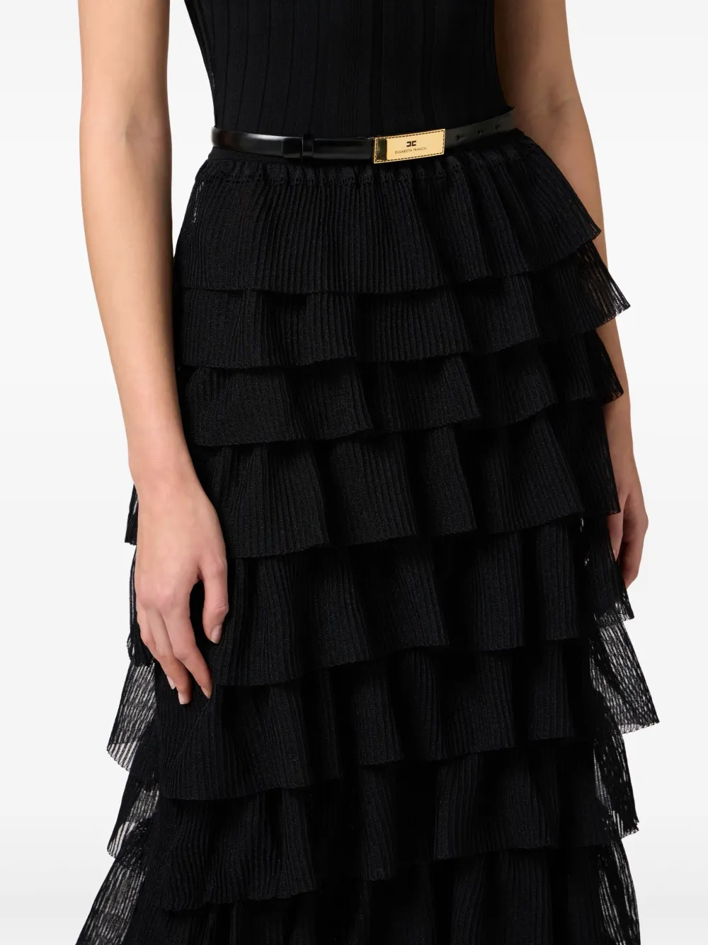 Elisabetta Franchi Jurk met ruches Zwart