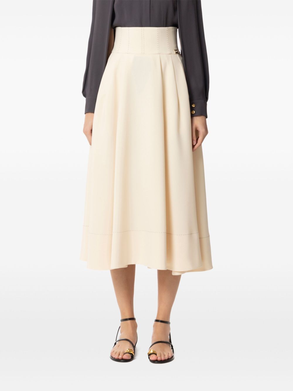 Elisabetta Franchi crêpe flared skirt - Geel