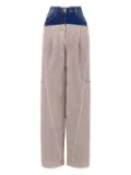 Elisabetta Franchi denim-peplum cargo trousers - Neutrals