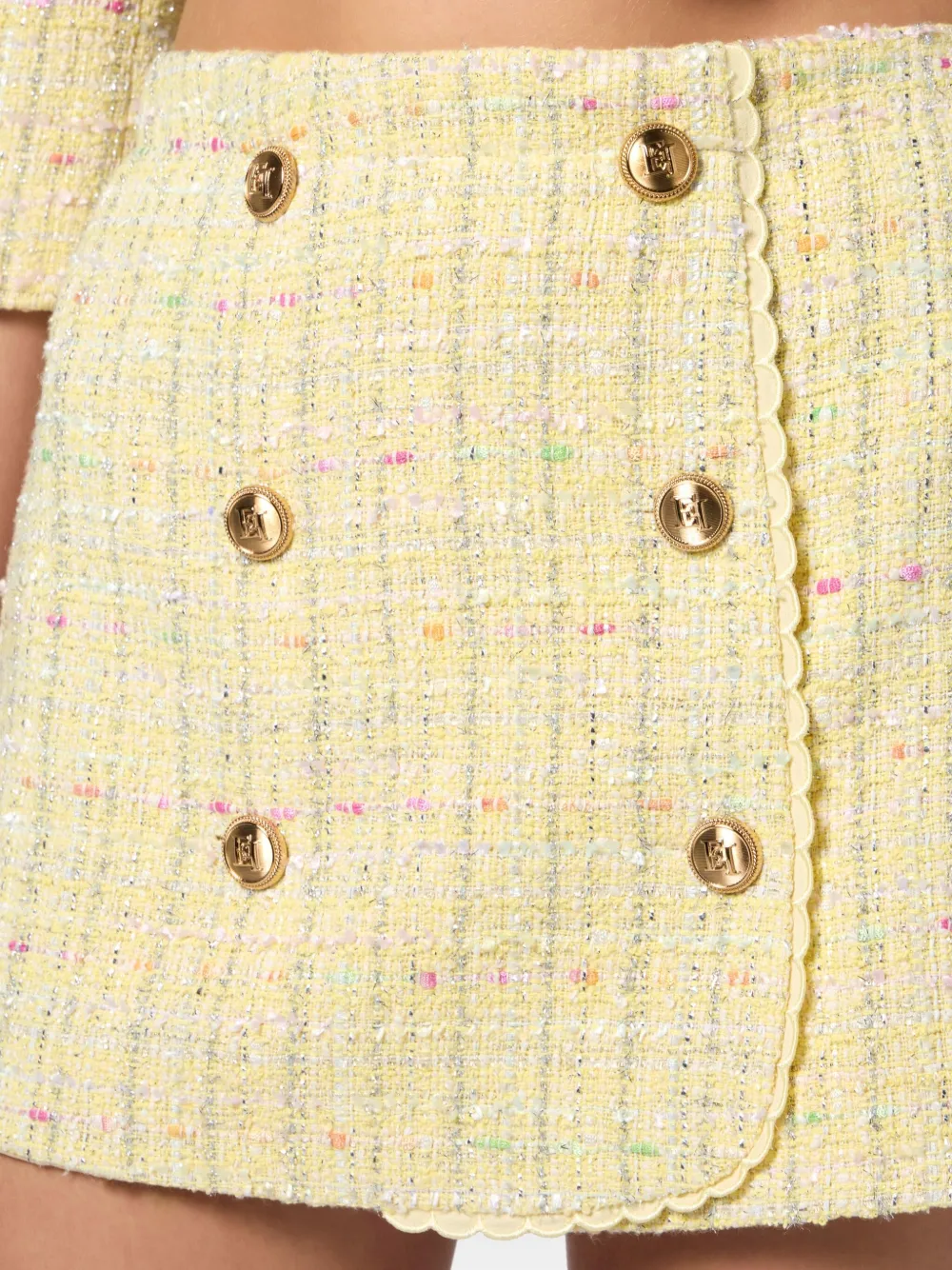 Elisabetta Franchi Button Skirt In Yellow