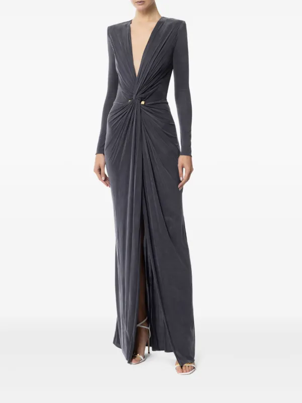 Elisabetta Franchi ドレープ ノット ドレス | グレー | FARFETCH JP