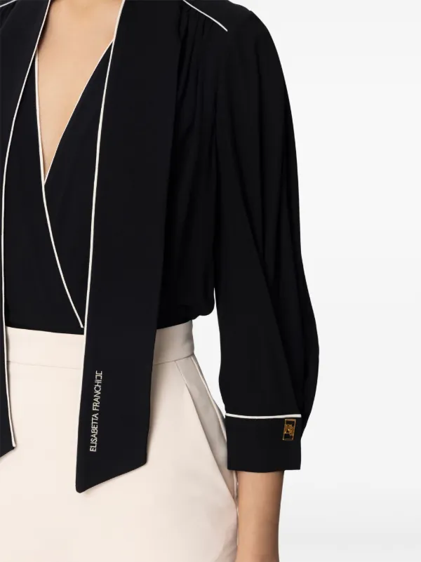 パーティードレス ELISABETTA FRANCHI Crepe dress with contrasting belt Elisabetta Franchi Georgette Crepe Dress | Black | FARFETCH