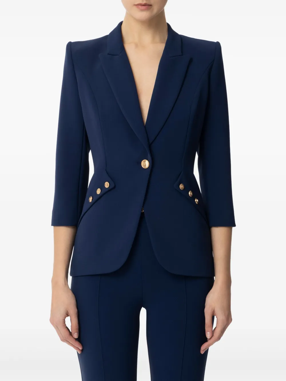 Elisabetta Franchi Crêpe blazer met logo-knopen - Blauw