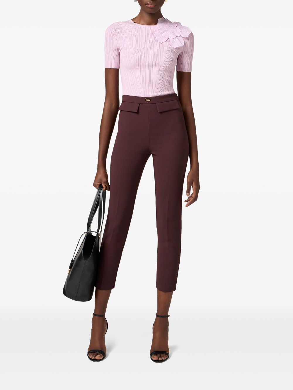 Elisabetta Franchi slim-fit crepe trousers - Brown