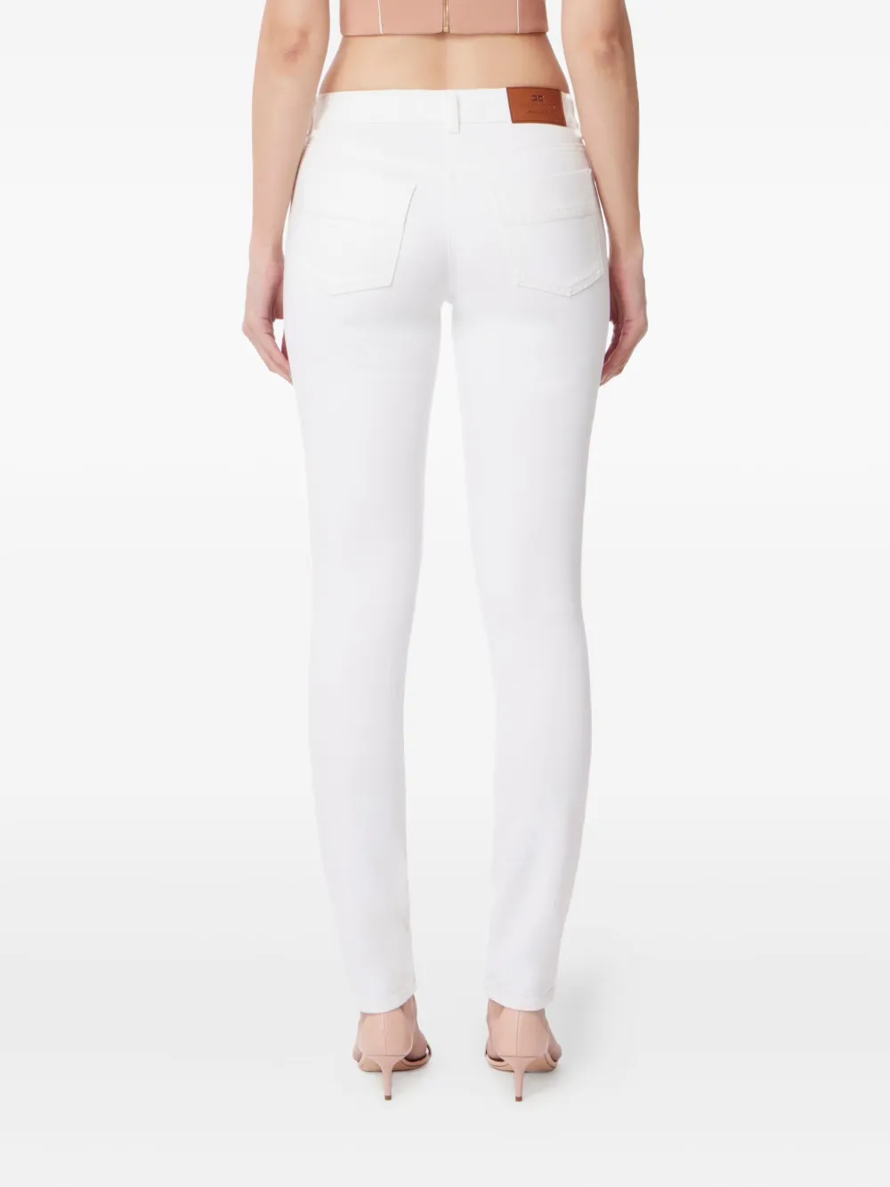 Elisabetta Franchi logo-detail skinny jeans Wit