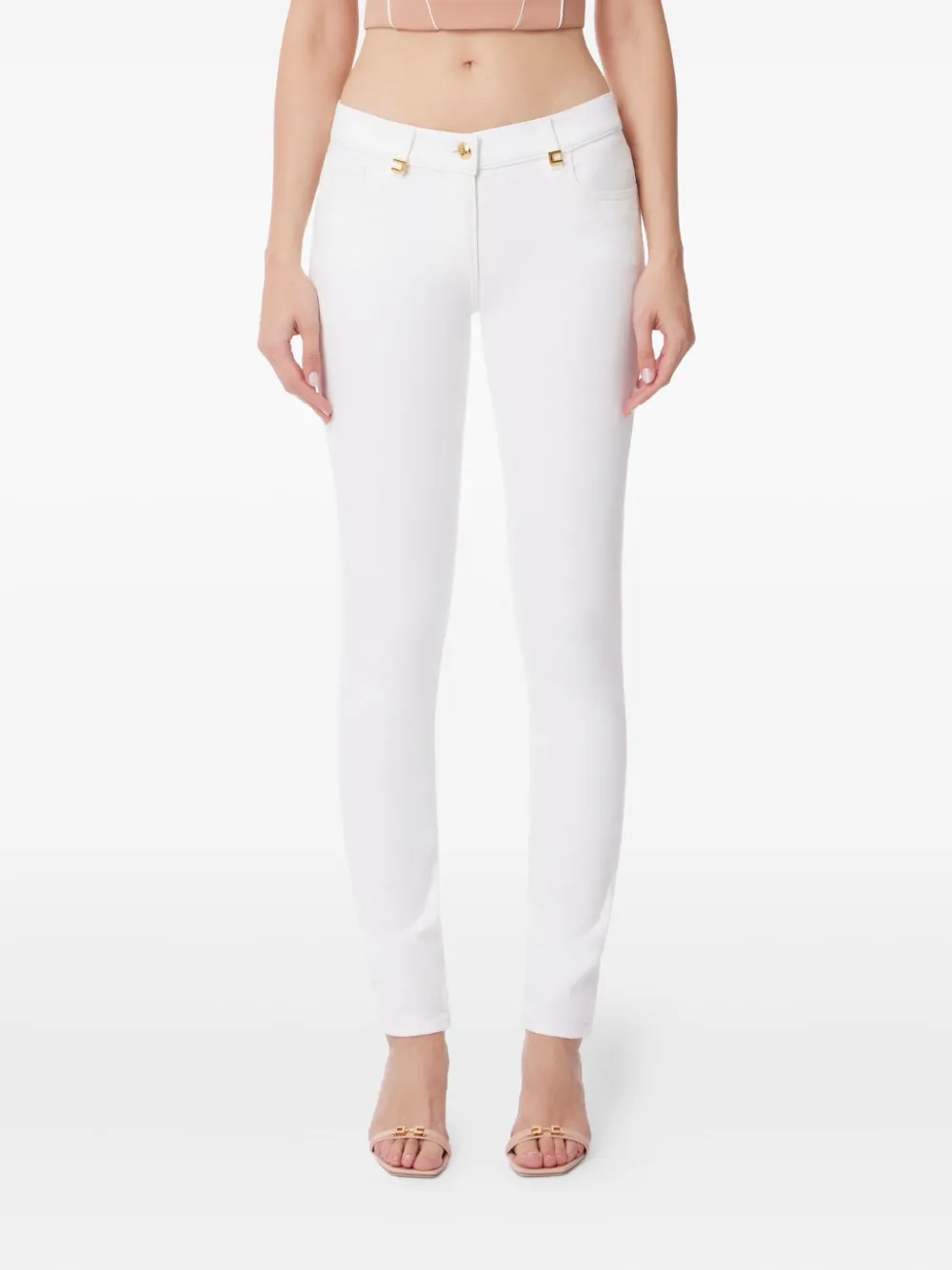 Elisabetta Franchi logo-detail skinny jeans - Wit