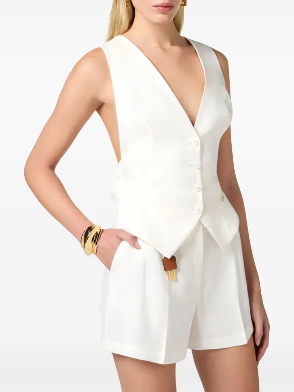 Elisabetta Franchi Gabardine Waistcoat | White | FARFETCH Elisabetta Franchi Gabardine Waistcoat | White | FARFETCH