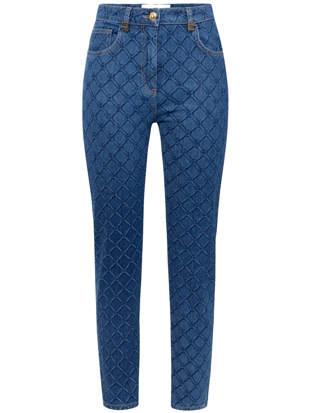 Elisabetta Franchi all-over diamond-print jeans - Blue