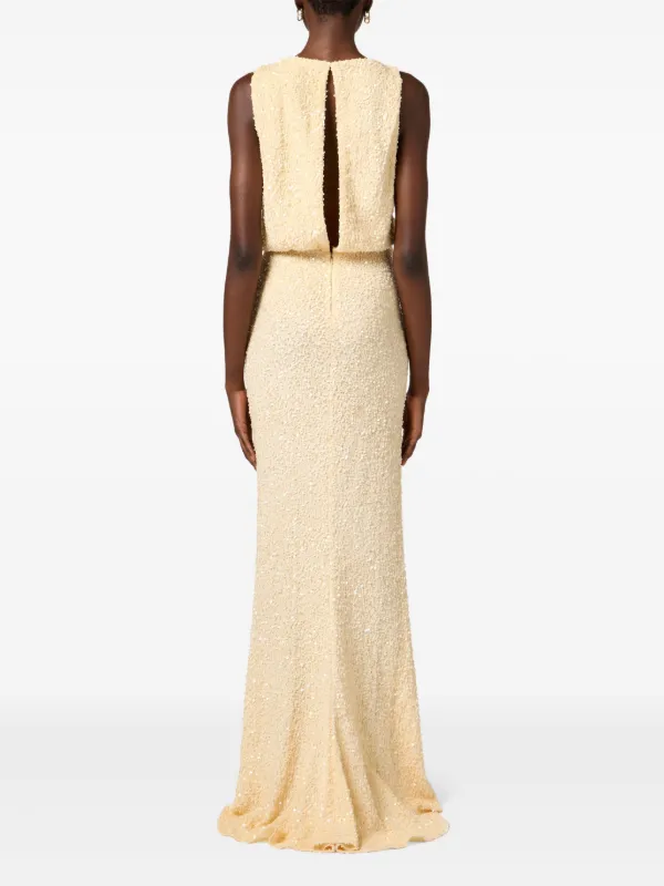 ワンピース ELISABETTA FRANCHI Woman Dress Yellow AB715 DJ4 Elisabetta Franchi piercing-detail Jersey Gown | Yellow