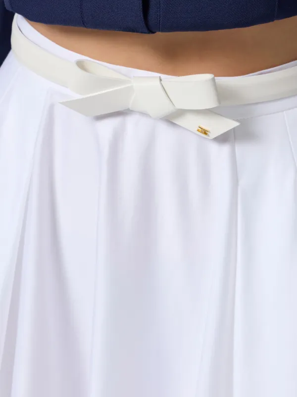 Elisabetta Franchi Belted Satin Skirt | White | FARFETCH