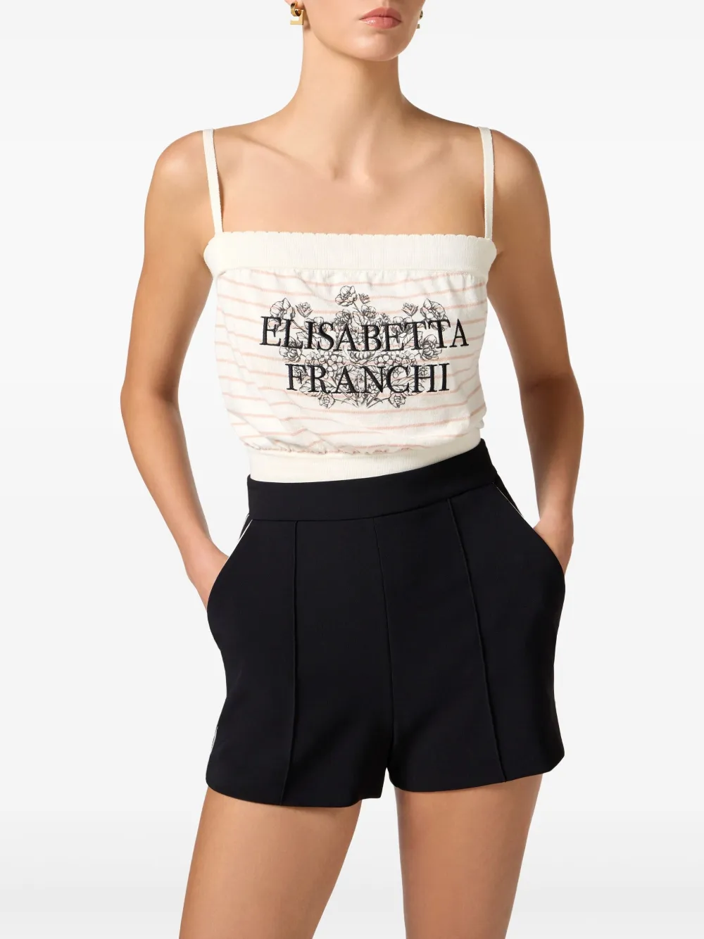 Elisabetta Franchi Tanktop met logo Wit