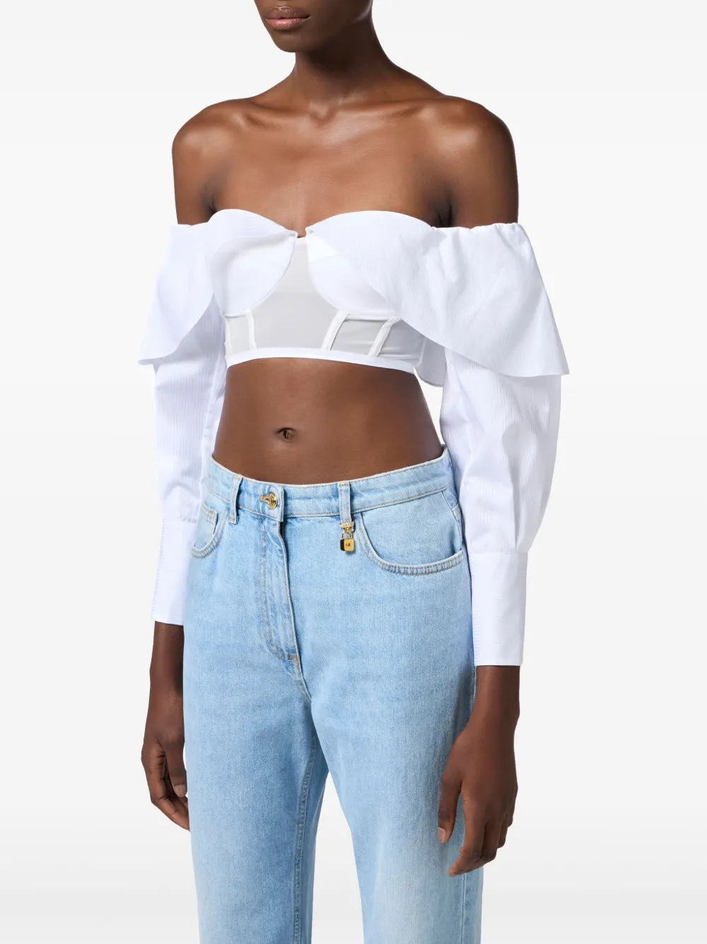Elisabetta Franchi Cropped blouse Wit